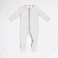 Grey Stripe Zip-Up Sleepsuit