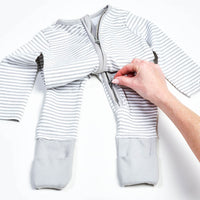 Grey Stripe Zip-Up Sleepsuit