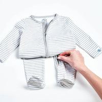 Grey Stripe Zip-Up Sleepsuit