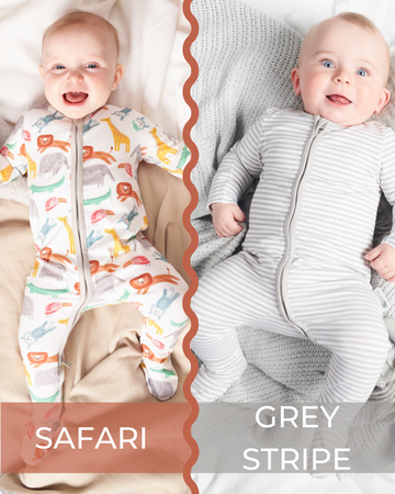 Safari & Grey Zip-Up Sleepsuit Bundle (Limited time offer)