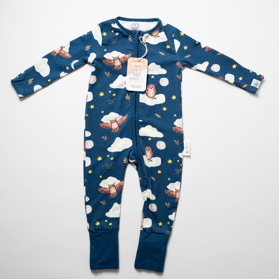 Midnight Owl Zip-Up Sleepsuit