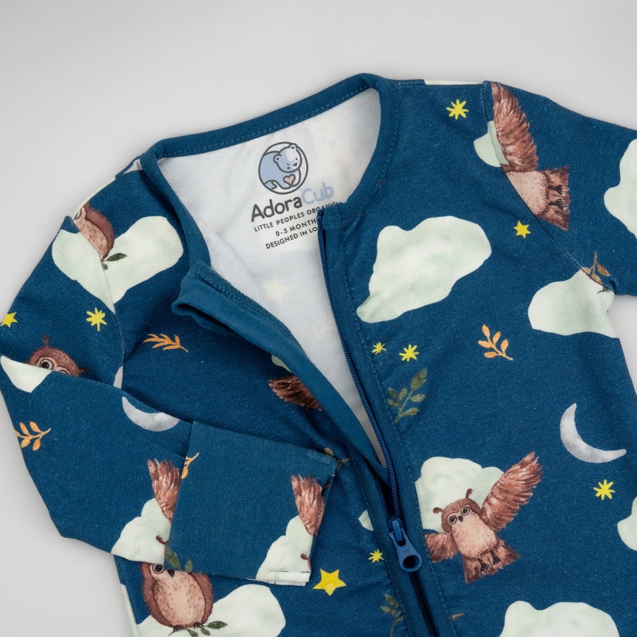 Midnight Owl Zip-Up Sleepsuit