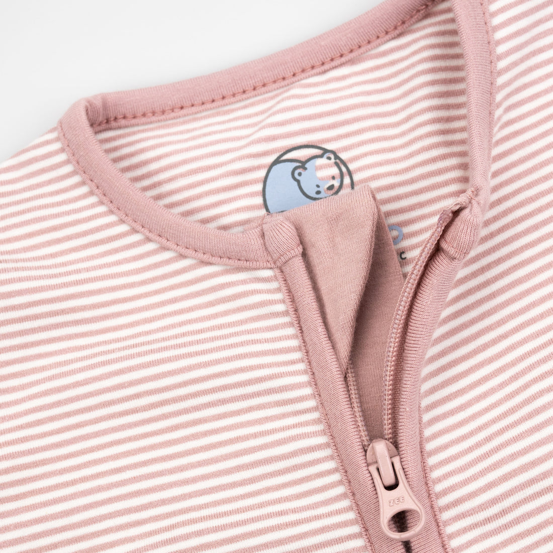 Pink Rose Stripe Zip-Up Sleepsuit