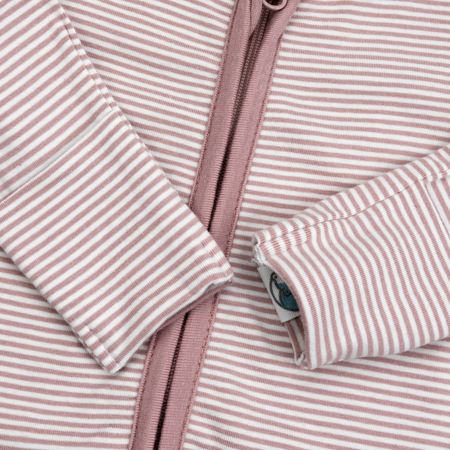 Pink Rose Stripe Zip Sleepsuit